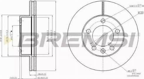 Bremsi DBB974V - Тормозной диск autosila-amz.com