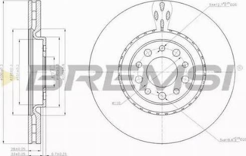 Bremsi DBB455V - Тормозной диск autosila-amz.com