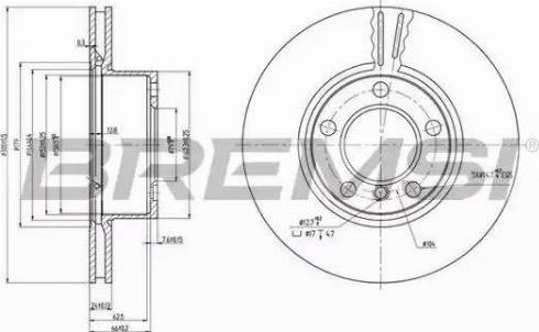 Bremsi DBB536V - Тормозной диск autosila-amz.com