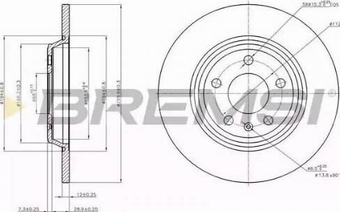 Bremsi DBB666S - Тормозной диск autosila-amz.com