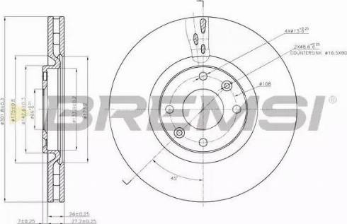 Bremsi DBB676V - Тормозной диск autosila-amz.com