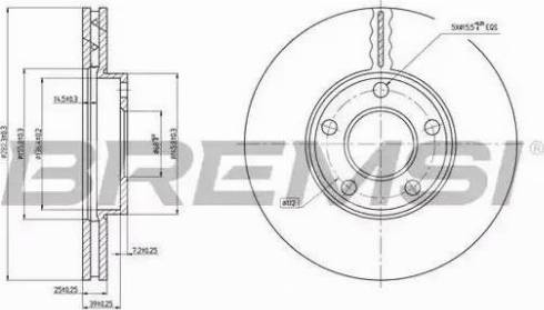 Bremsi DBB014V - Тормозной диск autosila-amz.com