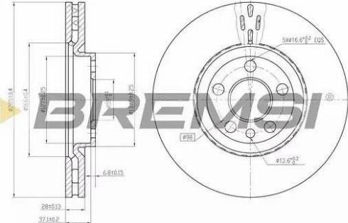 Bremsi DBB165V - Тормозной диск autosila-amz.com