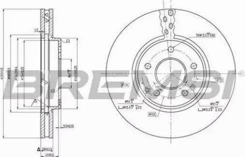 Bremsi DBB136V - Тормозной диск autosila-amz.com