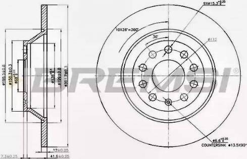 Bremsi DBB307S - Тормозной диск autosila-amz.com