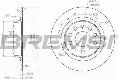 Bremsi DBB288S - Тормозной диск autosila-amz.com