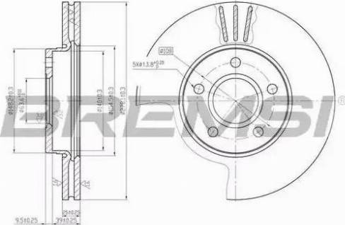 Bremsi DBB222V - Тормозной диск autosila-amz.com