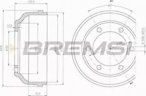 Bremsi DR5625 - Тормозной барабан autosila-amz.com