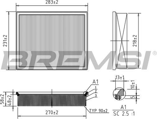 Bremsi FA0551 - Воздушный фильтр, двигатель autosila-amz.com