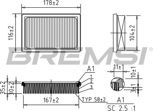 Bremsi FA0561 - Воздушный фильтр, двигатель autosila-amz.com