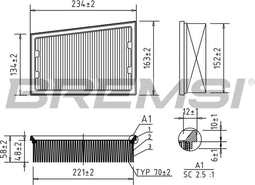 Bremsi FA0535 - Воздушный фильтр, двигатель autosila-amz.com