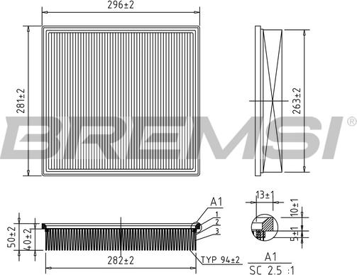 Bremsi FA0654 - Воздушный фильтр, двигатель autosila-amz.com