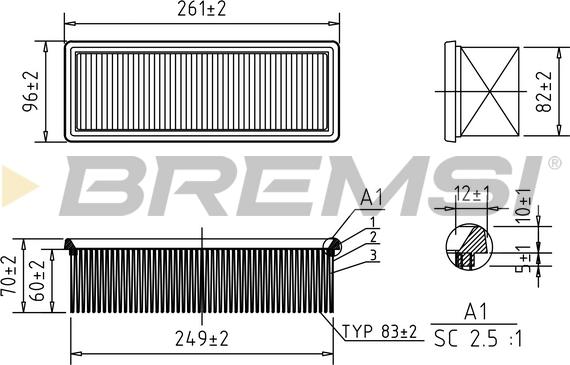 Bremsi FA0612 - Воздушный фильтр, двигатель autosila-amz.com