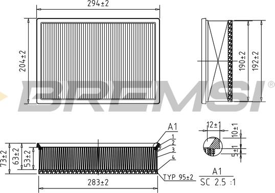 Bremsi FA0621 - Воздушный фильтр, двигатель autosila-amz.com