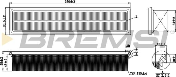 Bremsi FA0132 - Воздушный фильтр, двигатель autosila-amz.com