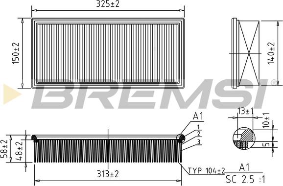 Bremsi FA1624 - Воздушный фильтр, двигатель autosila-amz.com