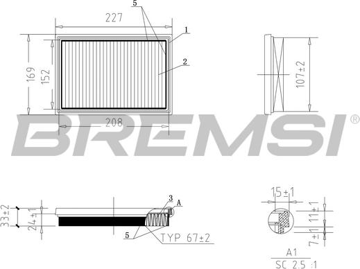 Bremsi FA1058 - Воздушный фильтр, двигатель autosila-amz.com