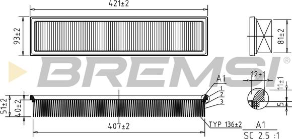 Bremsi FA1020 - Воздушный фильтр, двигатель autosila-amz.com