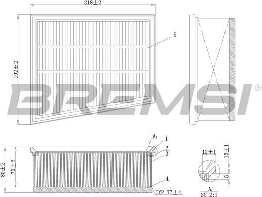 Bremsi FA1166 - Воздушный фильтр, двигатель autosila-amz.com
