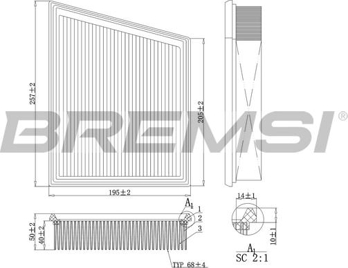 Bremsi FA1107 - Воздушный фильтр, двигатель autosila-amz.com