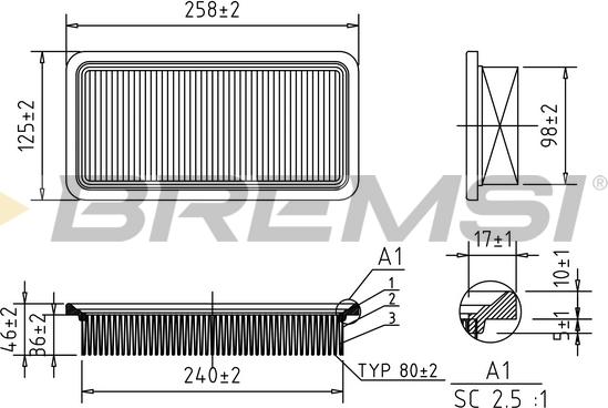 Bremsi FA1364 - Воздушный фильтр, двигатель autosila-amz.com