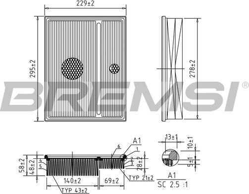 Bremsi FA1368 - Воздушный фильтр, двигатель autosila-amz.com