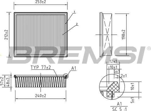 Bremsi FA1373 - Воздушный фильтр, двигатель autosila-amz.com