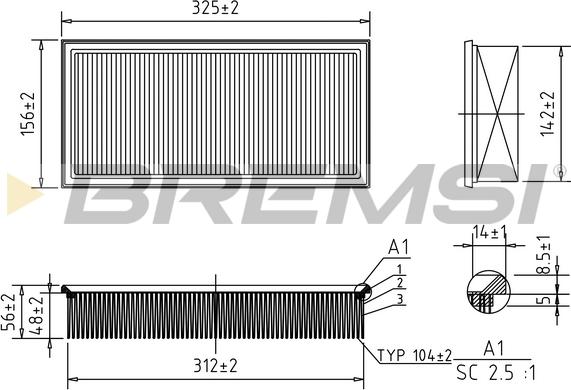 Bremsi FA1264 - Воздушный фильтр, двигатель autosila-amz.com