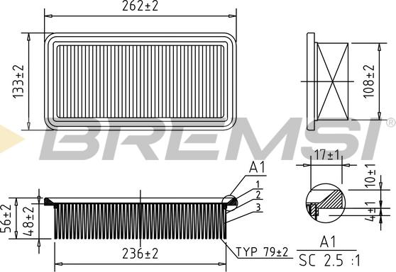 Bremsi FA1204 - Воздушный фильтр, двигатель autosila-amz.com