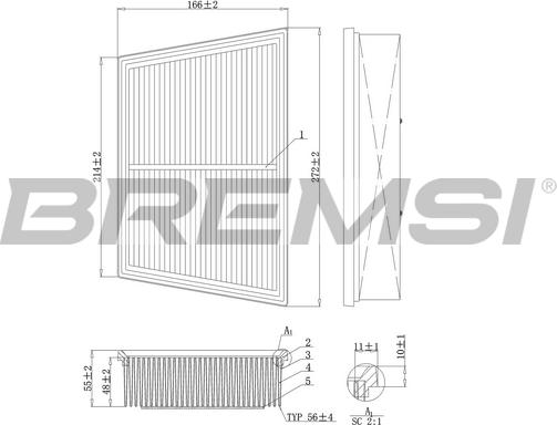 Bremsi FA1208 - Воздушный фильтр, двигатель autosila-amz.com