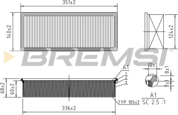 Bremsi FA1236 - Воздушный фильтр, двигатель autosila-amz.com