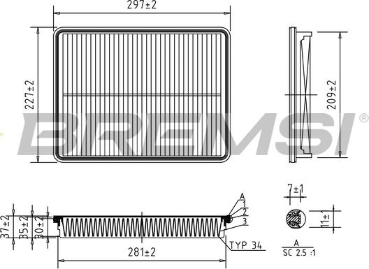 Bremsi FA1220 - Воздушный фильтр, двигатель autosila-amz.com