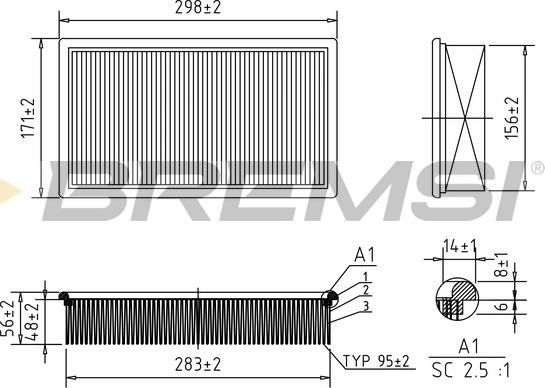 Bremsi FA1223 - Воздушный фильтр, двигатель autosila-amz.com