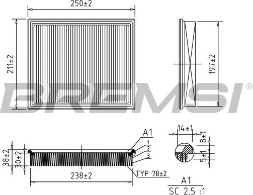 Bremsi FA2075 - Воздушный фильтр, двигатель autosila-amz.com