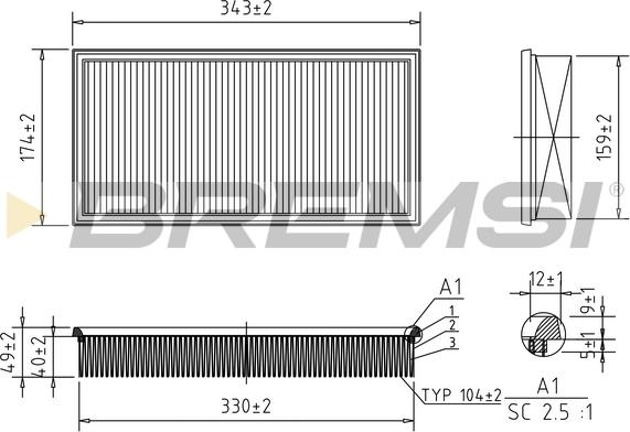 Bremsi FA2148 - Воздушный фильтр, двигатель autosila-amz.com