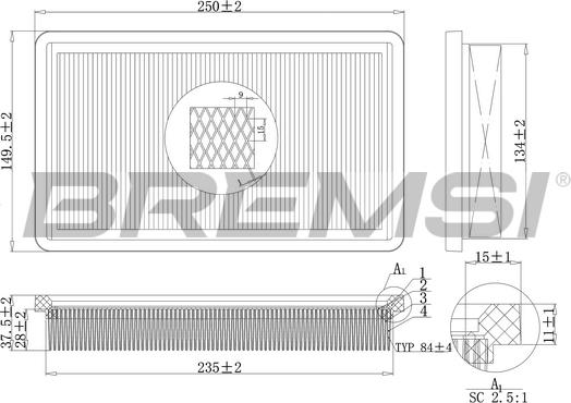 Bremsi FA2116 - Воздушный фильтр, двигатель autosila-amz.com