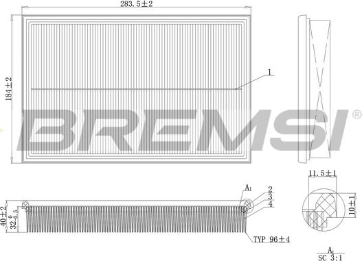 Bremsi FA2124 - Воздушный фильтр, двигатель autosila-amz.com