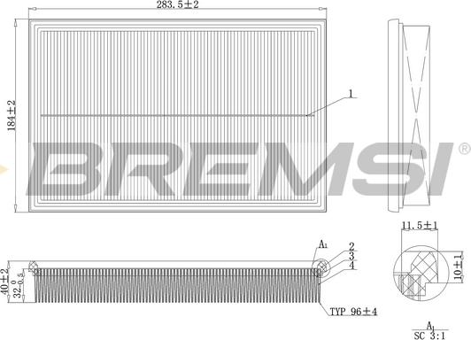 Bremsi FA2120 - Воздушный фильтр, двигатель autosila-amz.com