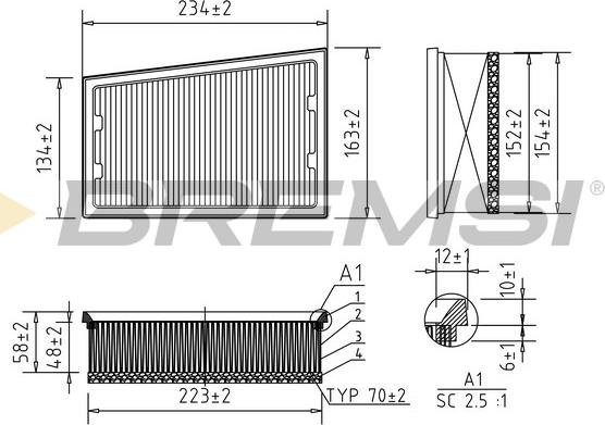 Bremsi FA2338 - Воздушный фильтр, двигатель autosila-amz.com