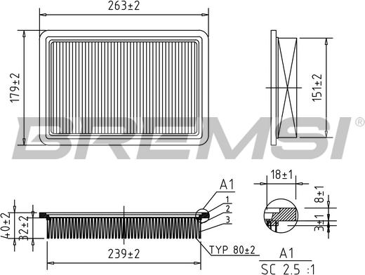 Bremsi FA2290 - Воздушный фильтр, двигатель autosila-amz.com