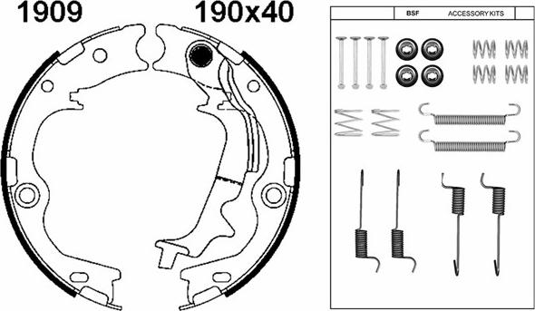 BSF 01909K - Комплект тормозов, ручник, парковка autosila-amz.com