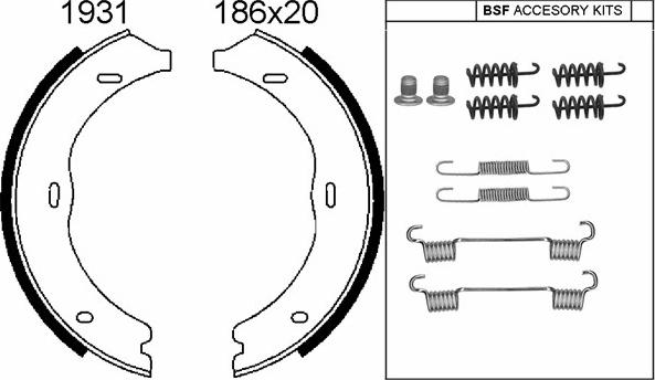 BSF 01931K - Комплект тормозов, ручник, парковка autosila-amz.com