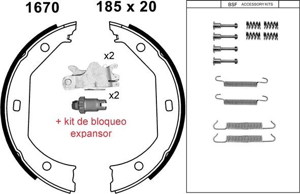 BSF 01670KC - Комплект тормозов, ручник, парковка autosila-amz.com