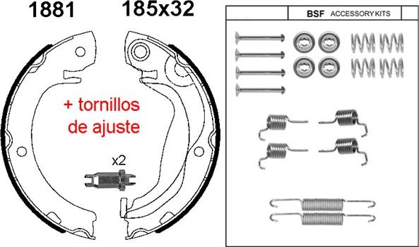 BSF 01881KC - Комплект тормозов, ручник, парковка autosila-amz.com