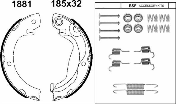 BSF 01881K - Комплект тормозов, ручник, парковка autosila-amz.com
