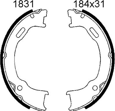 BSF 01831 - Комплект тормозов, ручник, парковка autosila-amz.com