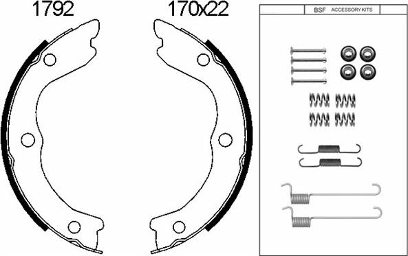 BSF 01792K - Комплект тормозов, ручник, парковка autosila-amz.com
