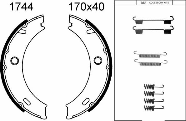 BSF 01744K - Комплект тормозов, ручник, парковка autosila-amz.com