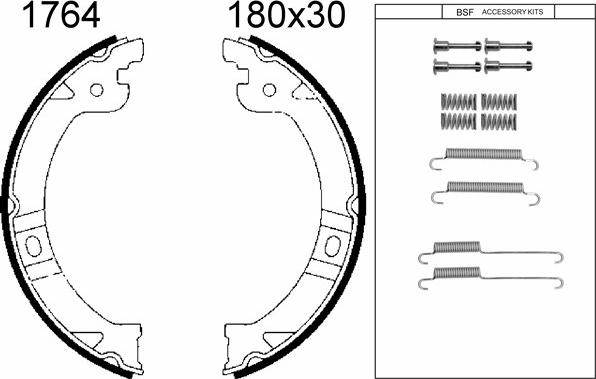 BSF 01764K - Комплект тормозов, ручник, парковка autosila-amz.com