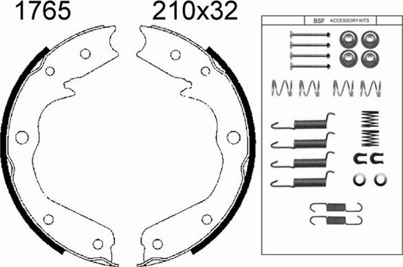 BSF 01765K - Комплект тормозов, ручник, парковка autosila-amz.com